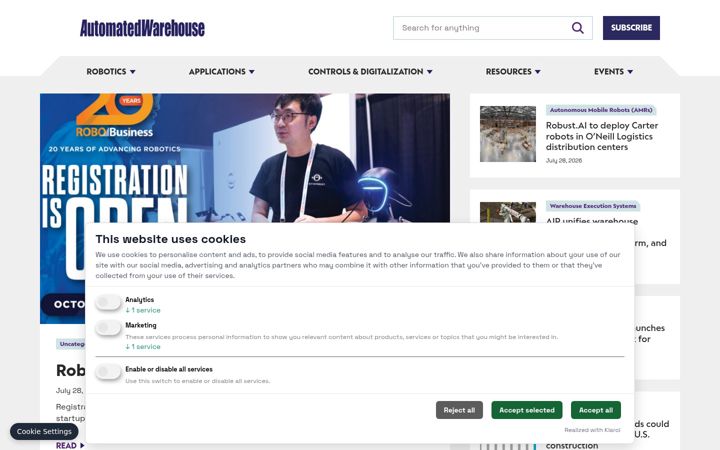 Screenshot of automatedwarehouseonline.com