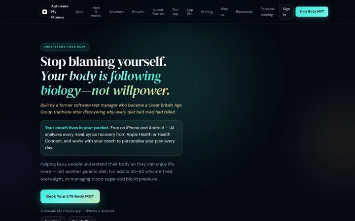 Ekrānuzņēmums no automatemyfitness.com
