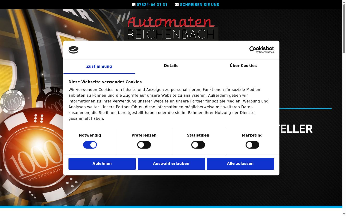 Screenshot des Einwilligungsbanners vor jeglicher Interaktion