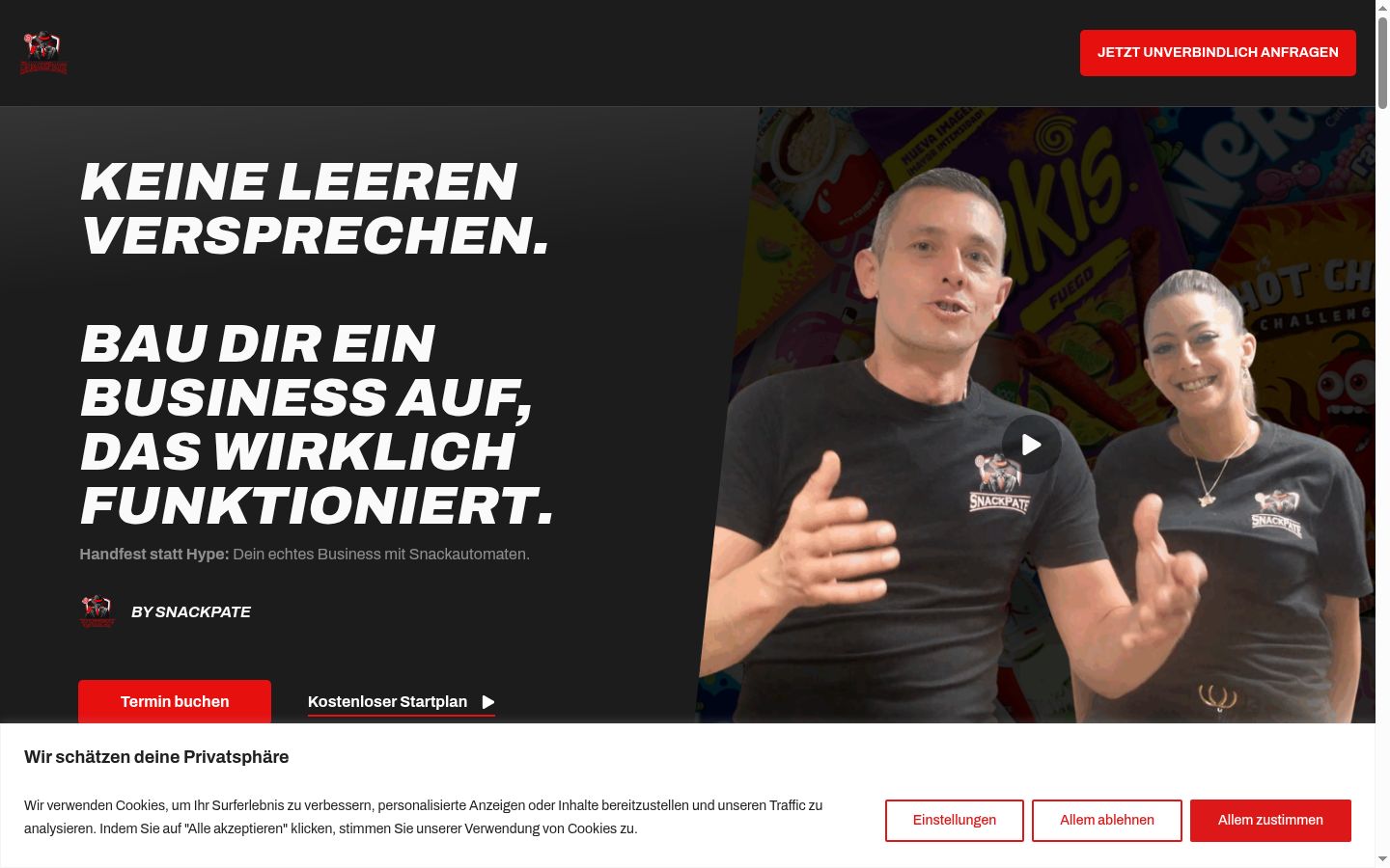 Sutikimo reklamjuostės, rodytos prieš bet kokią sąveiką, ekrano kopija
