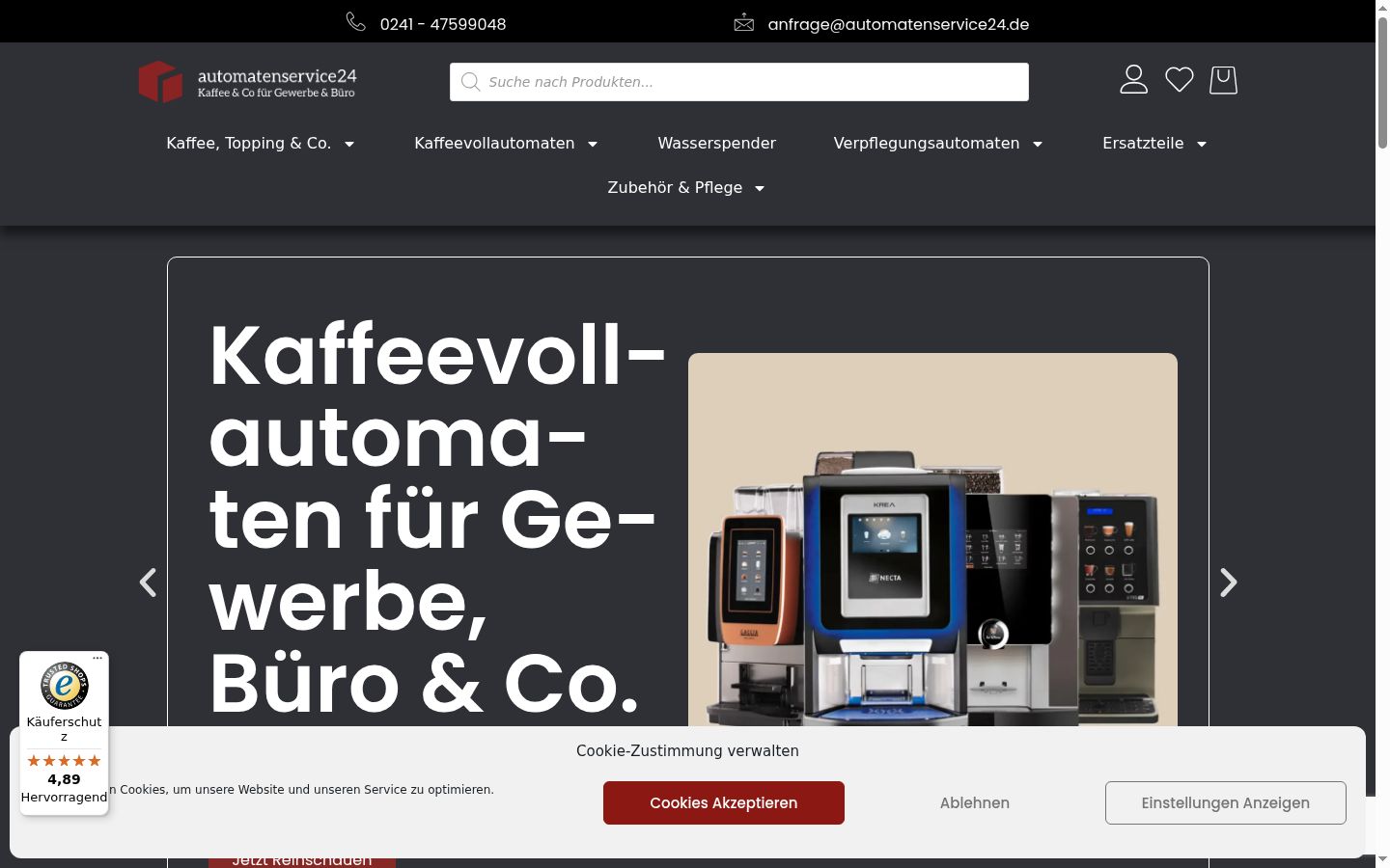 Screenshot des Einwilligungsbanners vor jeglicher Interaktion