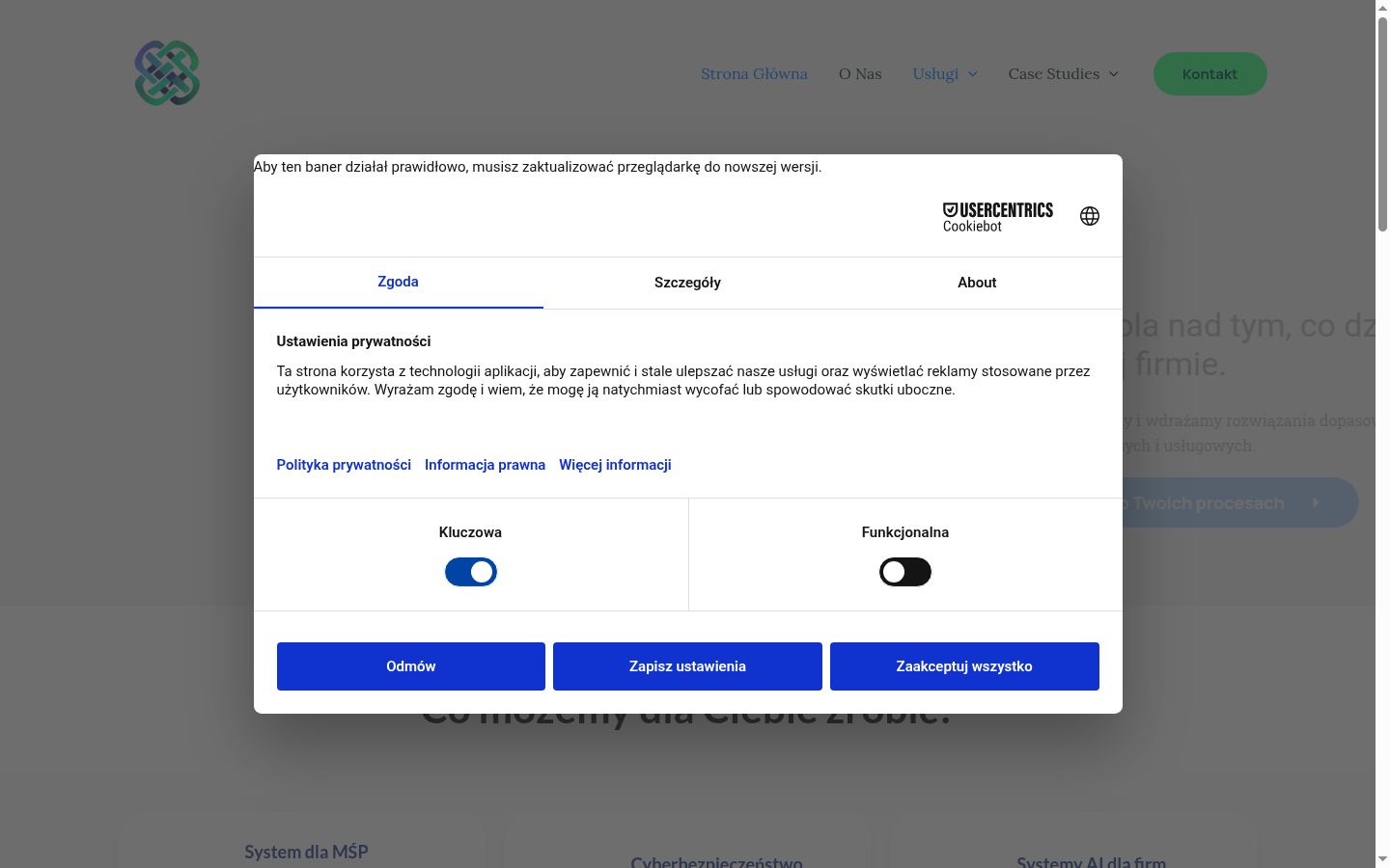 Sutikimo reklamjuostės, rodytos prieš bet kokią sąveiką, ekrano kopija
