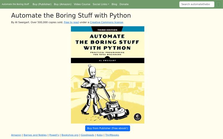 Screenshot of automatetheboringstuff.com