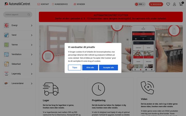 Captură de ecran a automatikcentret.dk