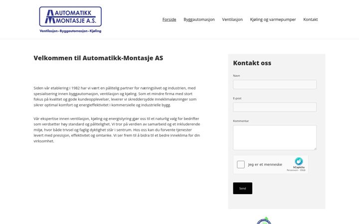 Screenshot of automatikkmontasje.no