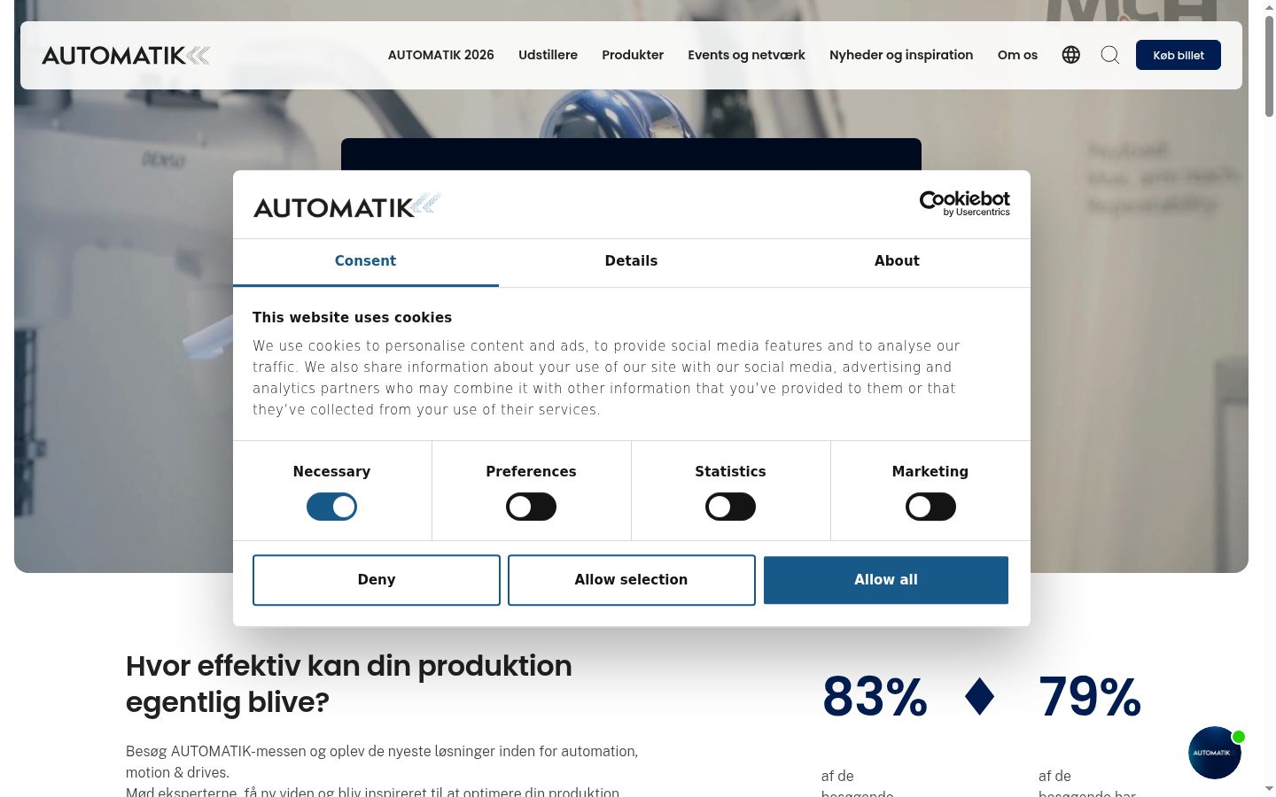 Képernyőkép a bármilyen interakció előtt megjelenő hozzájárulási bannerről