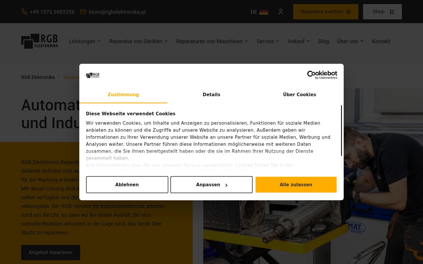 Captura de pantalla del banner de consentimiento mostrado antes de cualquier interacción