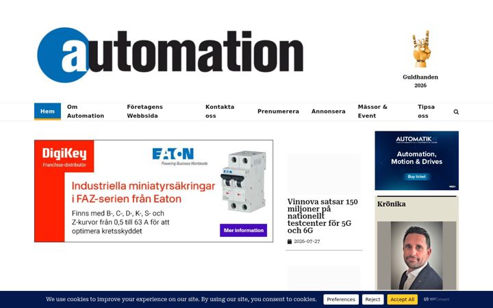 Skjámynd af automation.se