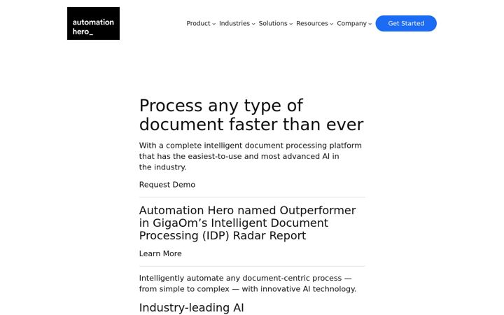 Screenshot of automationhero.ai