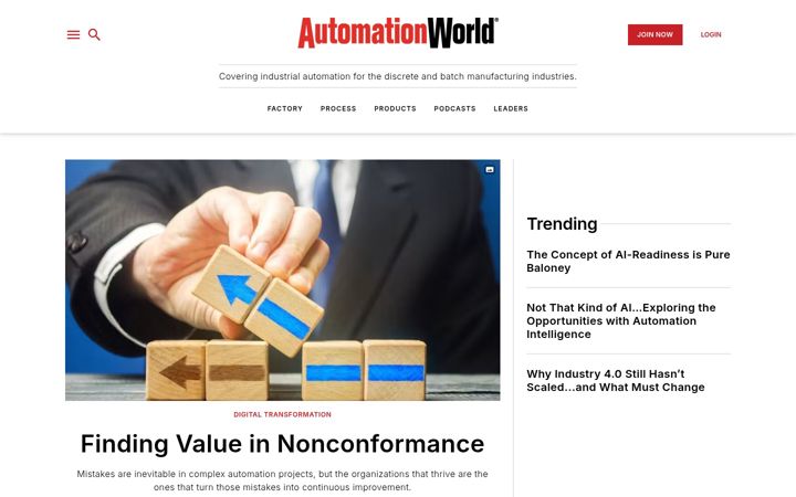 Screenshot of automationworld.com