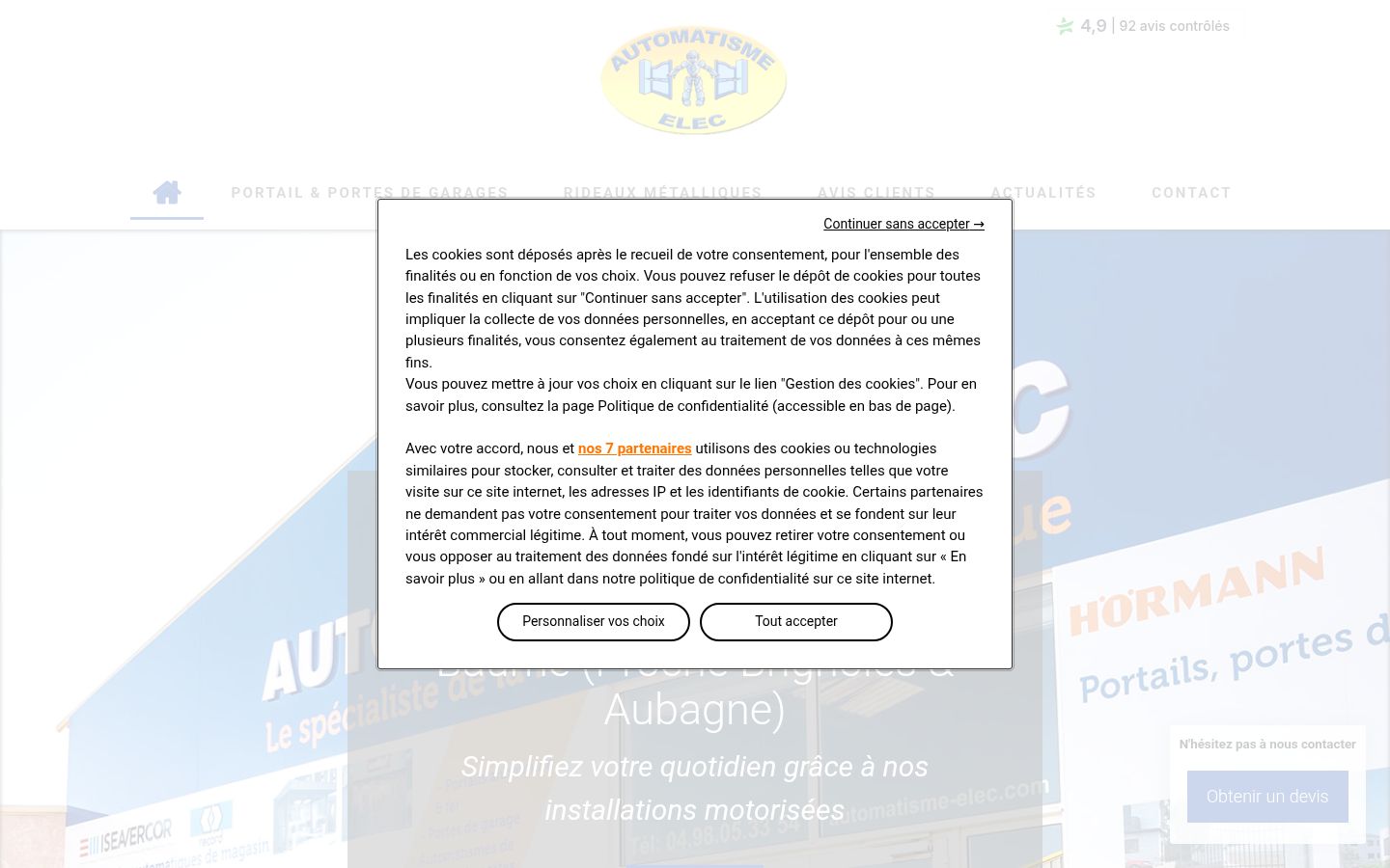 Screenshot del banner di consenso mostrato prima di qualsiasi interazione