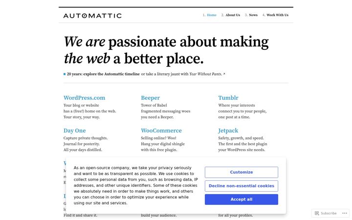Skjermbilde av automattic.com