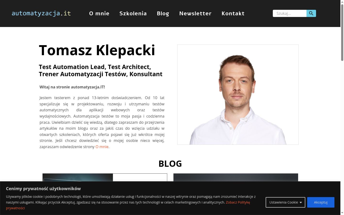 Zrzut ekranu banera zgody wyświetlanego przed jakąkolwiek interakcją