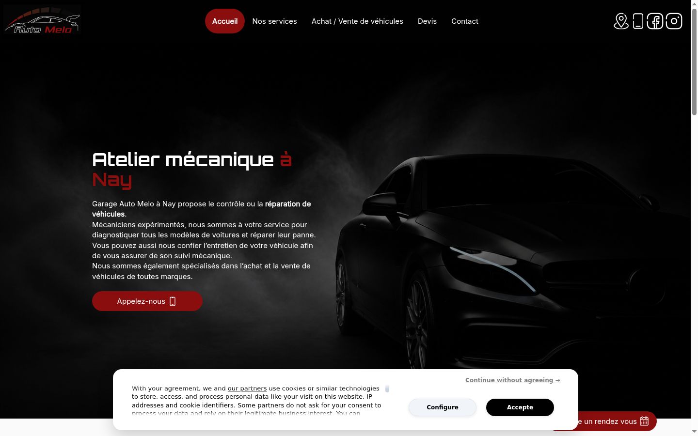 Screenshot del banner di consenso mostrato prima di qualsiasi interazione