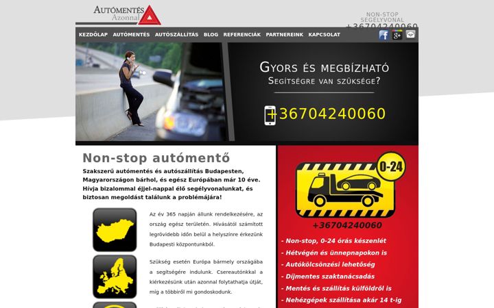 Screenshot of automentesazonnal.hu