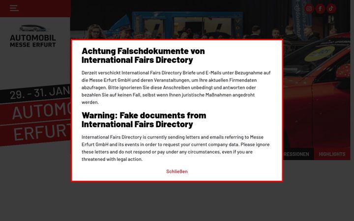 Zrzut ekranu automesse-erfurt.de
