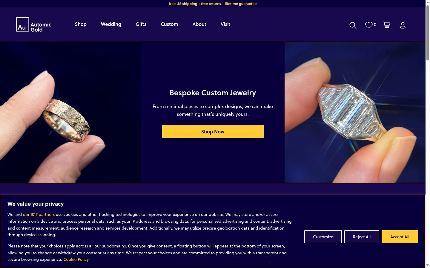 Screenshot of the consent banner shown before any interaction