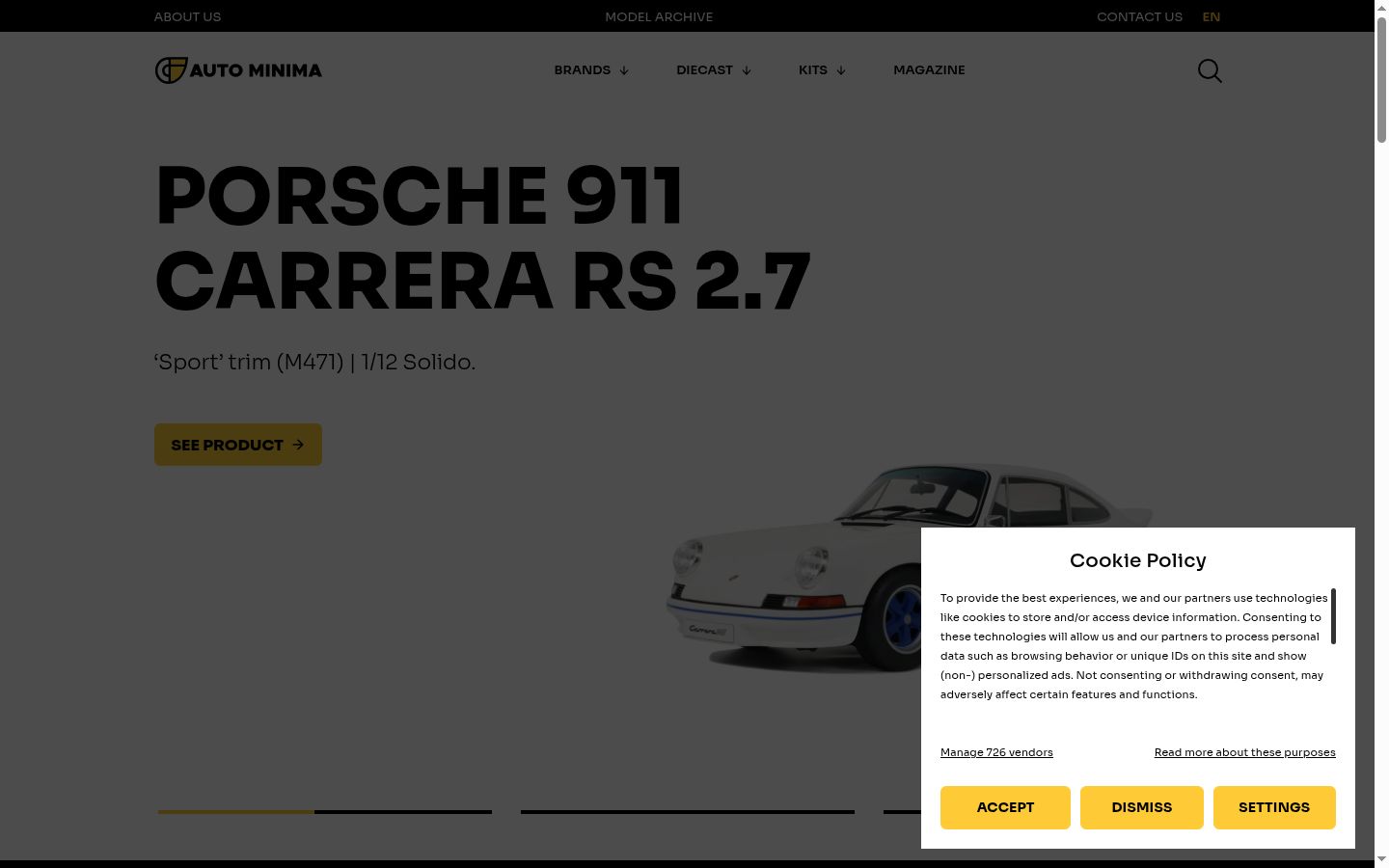 Screenshot del banner di consenso mostrato prima di qualsiasi interazione