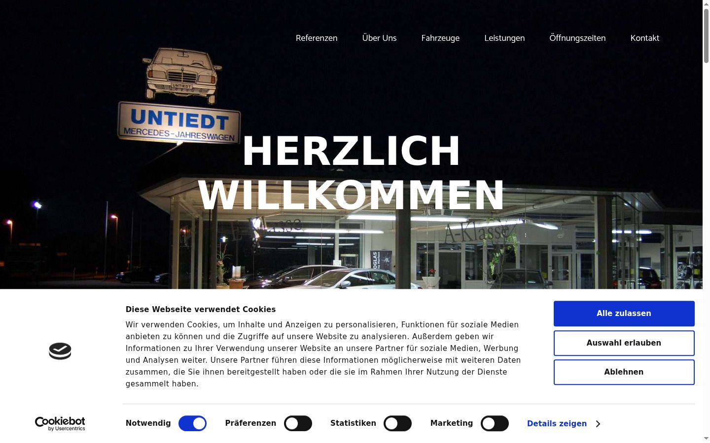 Screenshot des Einwilligungsbanners vor jeglicher Interaktion