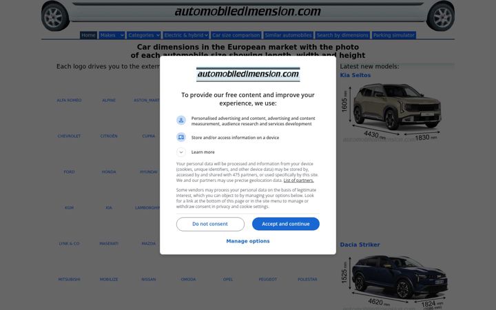 Screenshot of automobiledimension.com