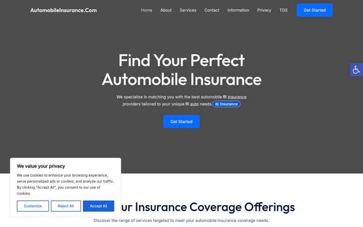 Screenshot of automobileinsurance.com