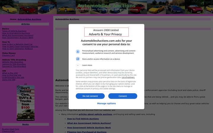 Screenshot of automobilesauctions.com