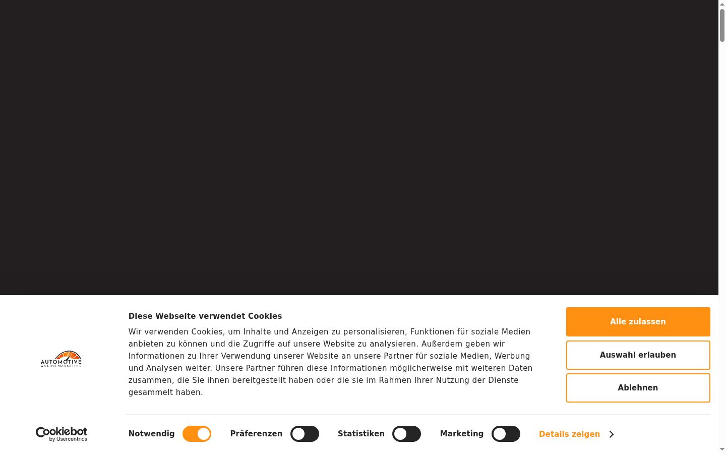 Screenshot del banner di consenso mostrato prima di qualsiasi interazione