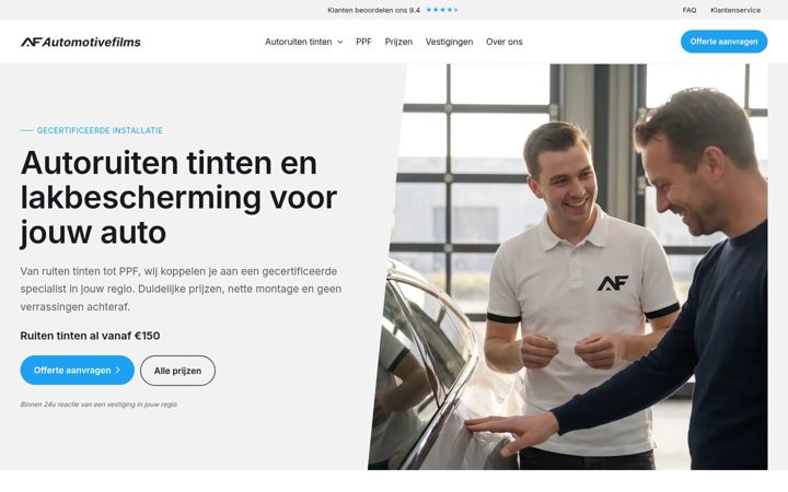 Kuvakaappaus sivustosta automotivefilms.nl