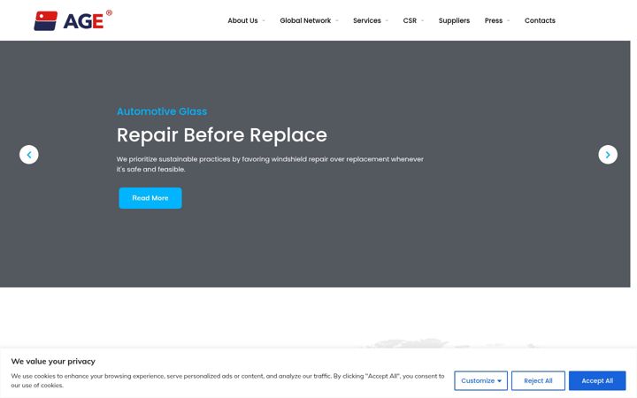 Screenshot of automotiveglassexperts.com