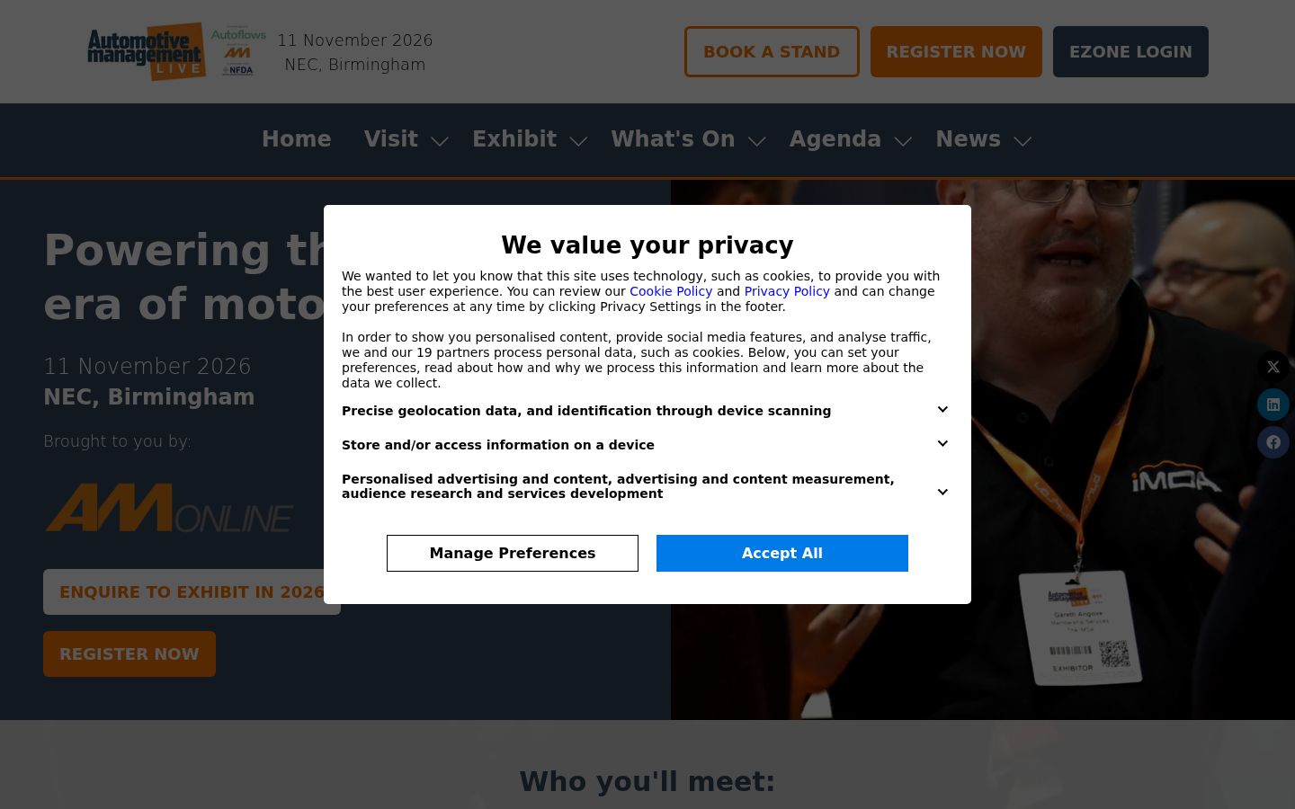 Screenshot of the consent banner shown before any interaction