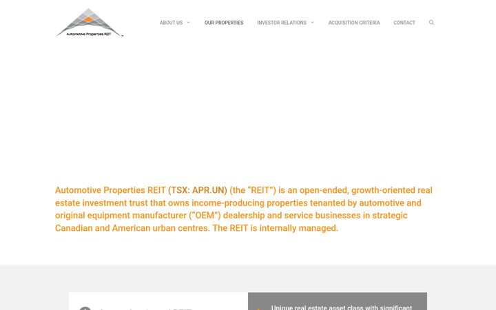 Ekraanipilt saidist automotivepropertiesreit.ca