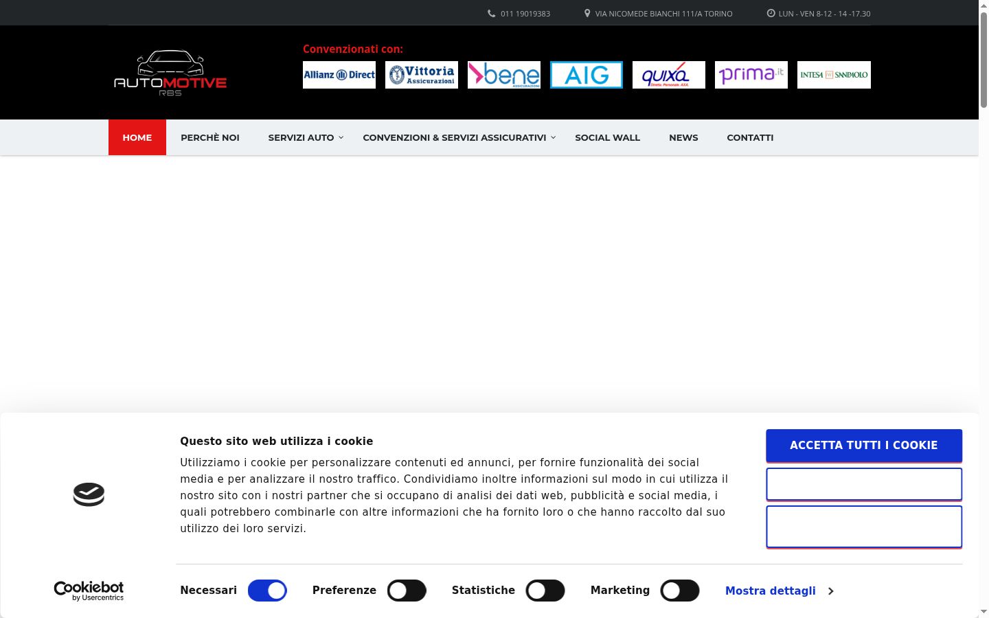 Captura de ecrã do banner de consentimento apresentado antes de qualquer interação