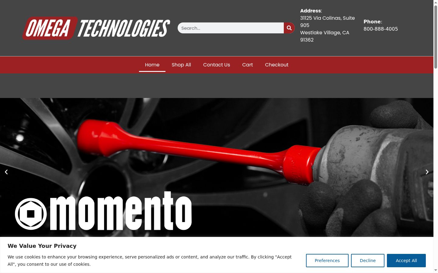 Captura de pantalla del banner de consentimiento mostrado antes de cualquier interacción