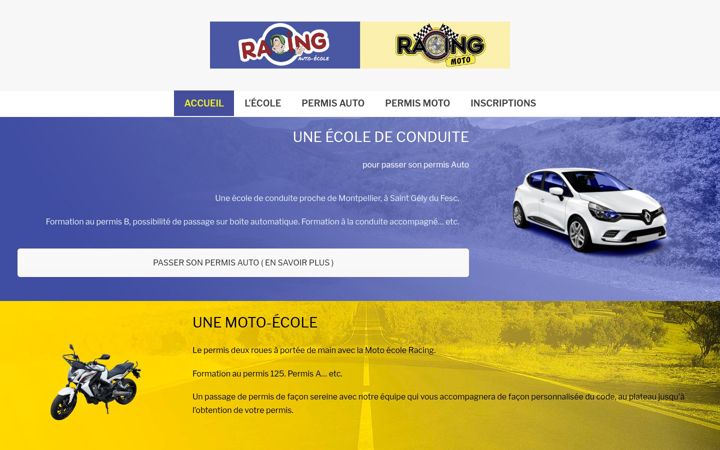 Snímek obrazovky automotoecoleracing.fr