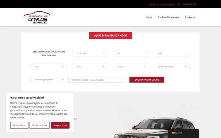 Posnetek zaslona automovilescarlosgonzalez.com