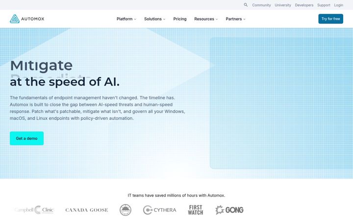 Screenshot of automox.com