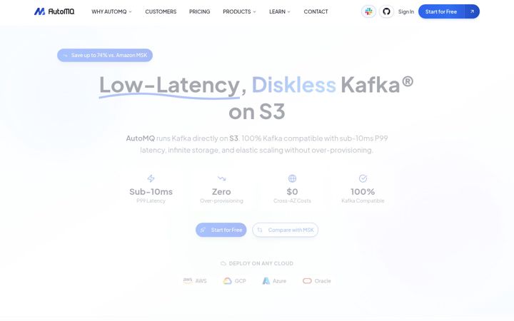 Screenshot of automq.com