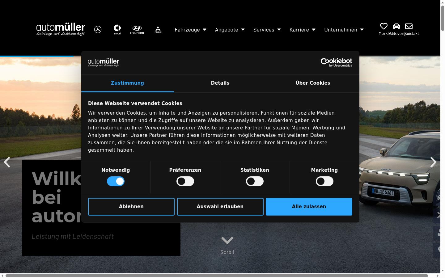 Screenshot of the consent banner shown before any interaction