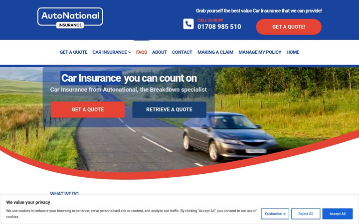 Screenshot of autonationalinsurance.co.uk