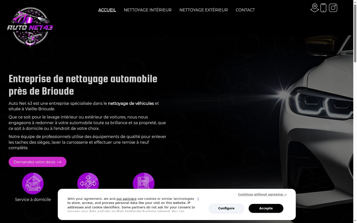 Screenshot del banner di consenso mostrato prima di qualsiasi interazione