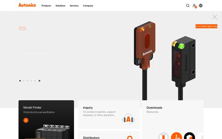 Kuvakaappaus sivustosta autonics.com