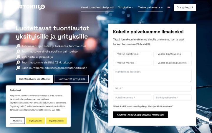 Skjermbilde av autoniilo.fi