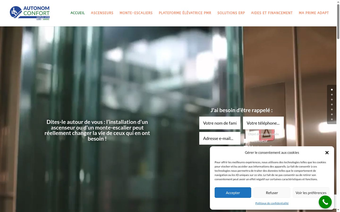 Capture d'écran de la bannière de consentement affichée avant toute interaction
