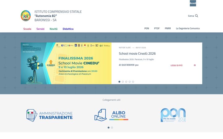 Ekrānuzņēmums no autonomia82.edu.it