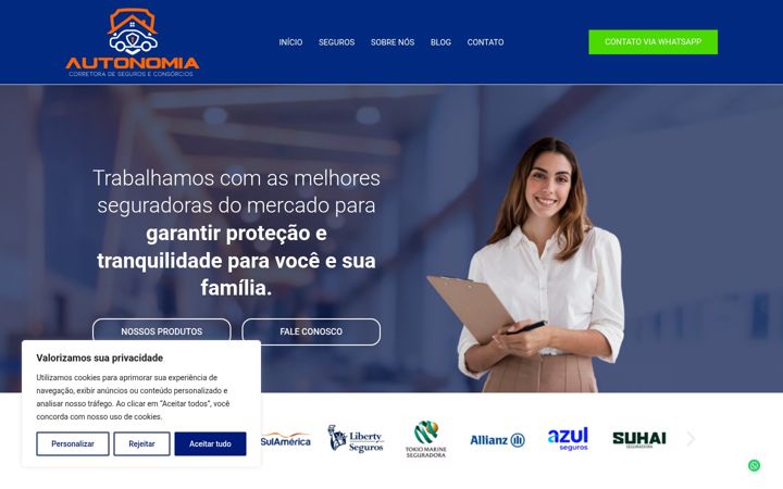 Ekrānuzņēmums no autonomiacorretoraseguros.com.br