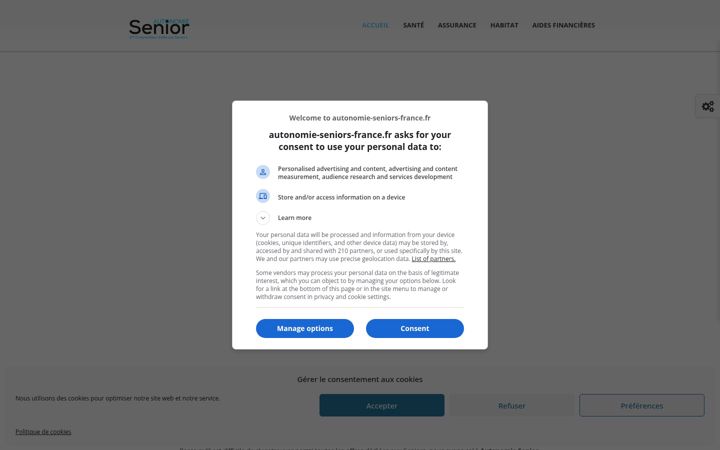 Ekrānuzņēmums no autonomie-seniors-france.fr