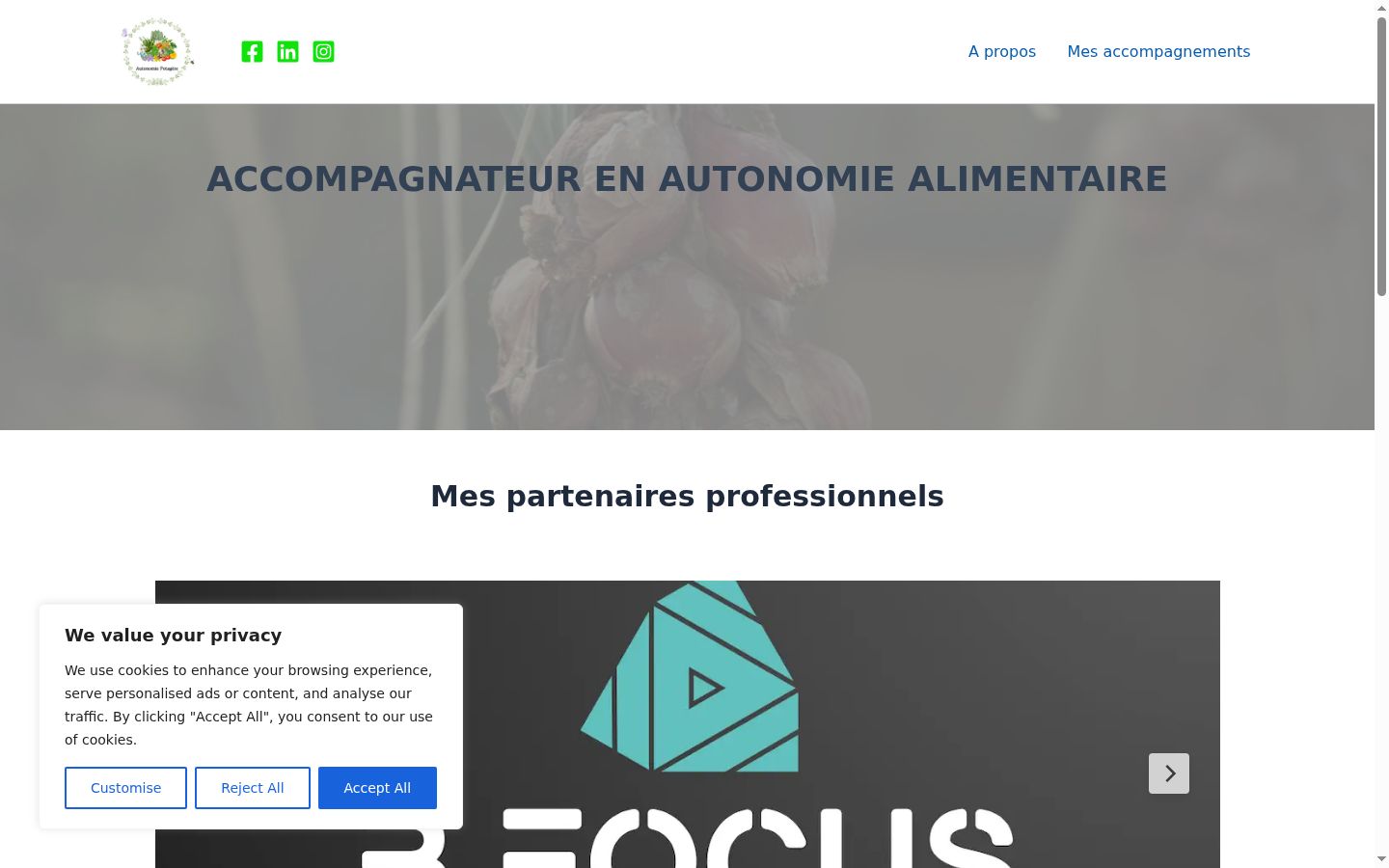 Capture d'écran de la bannière de consentement affichée avant toute interaction