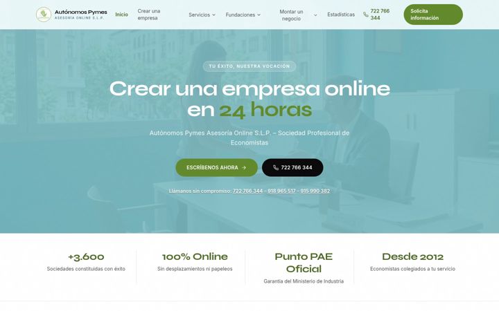 Screenshot of autonomospymes.com