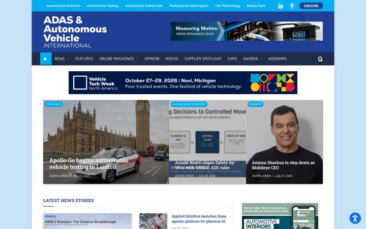 Screenshot ta' autonomousvehicleinternational.com