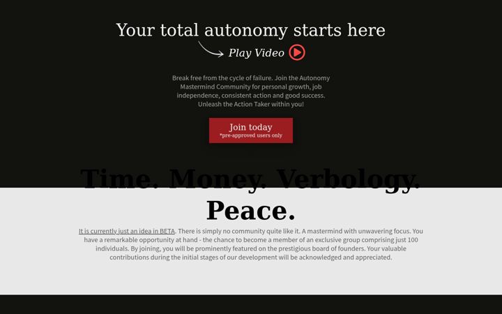 Screenshot of autonomymastermind.com